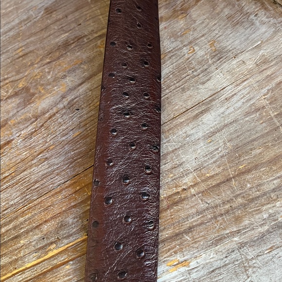 ? Vintage Jaeger Belt Leather Faux Ostrich Size 30 Medium Dark Brown Tortise
